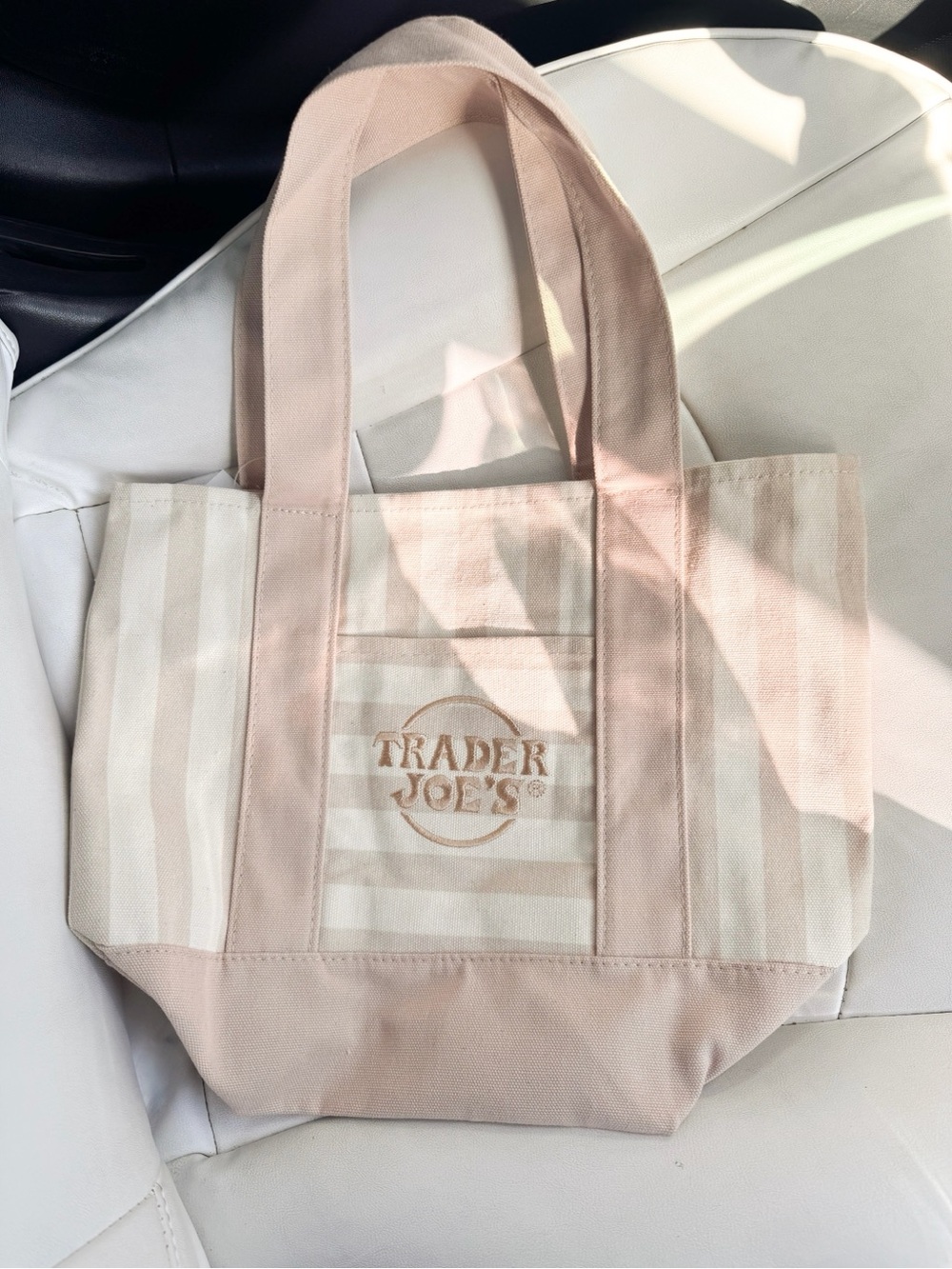 Cream Striped Canvas Tote